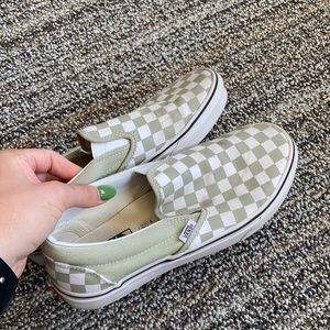 Sage green checkered vans